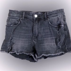 H&M | Women's distressed ripped black denim jean shorts